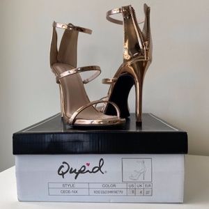 Qupid Strappy Heels - Metallic Gold